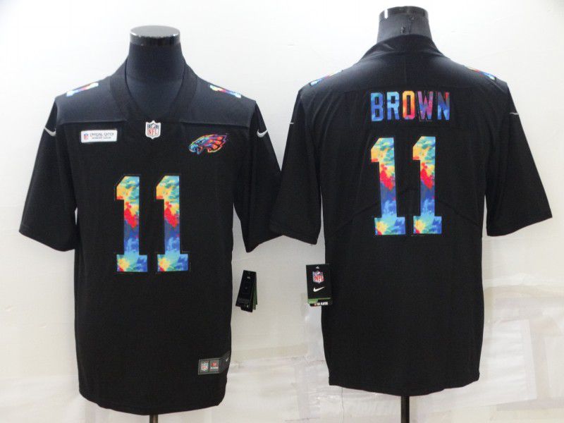 Men Philadelphia Eagles 11 Brown Black 2022 Nike Rainbow Edition NFL Jersey